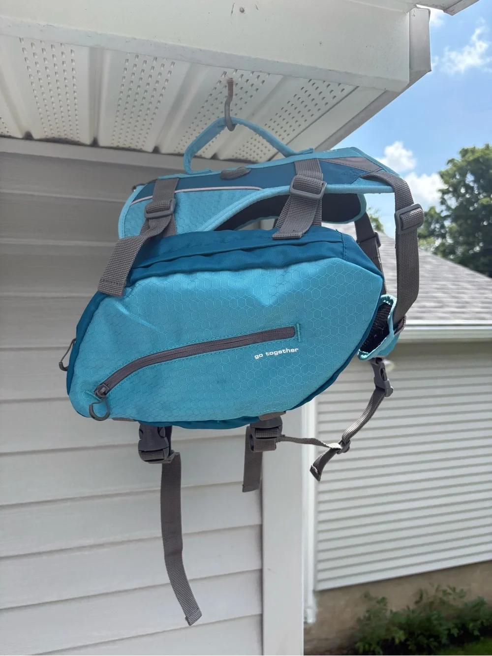Kurgo Baxter Dog Backpack in Coastal Blue M/L